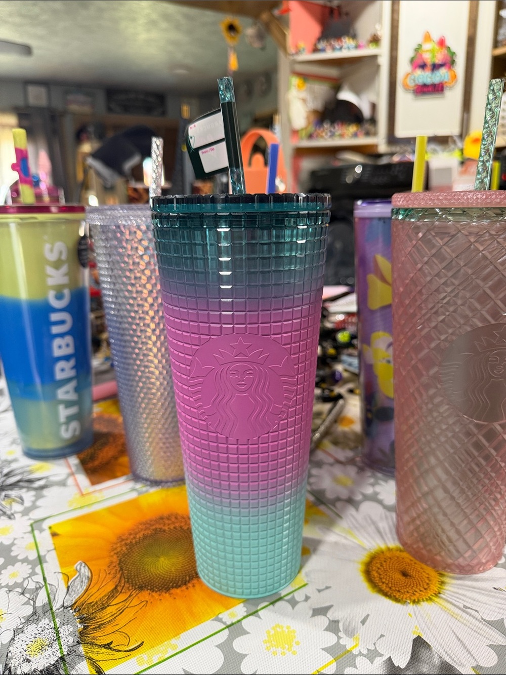 Starbucks Pink and Teal Gradient Tumbler